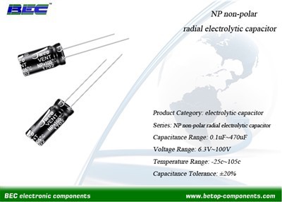 NP ikke-polær radial elektrolytisk kondensator